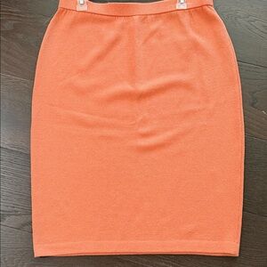 St. John Coral-Orange Knit Pencil Skirt